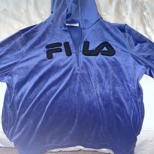 Fila velvet blue quarter zip hoodie